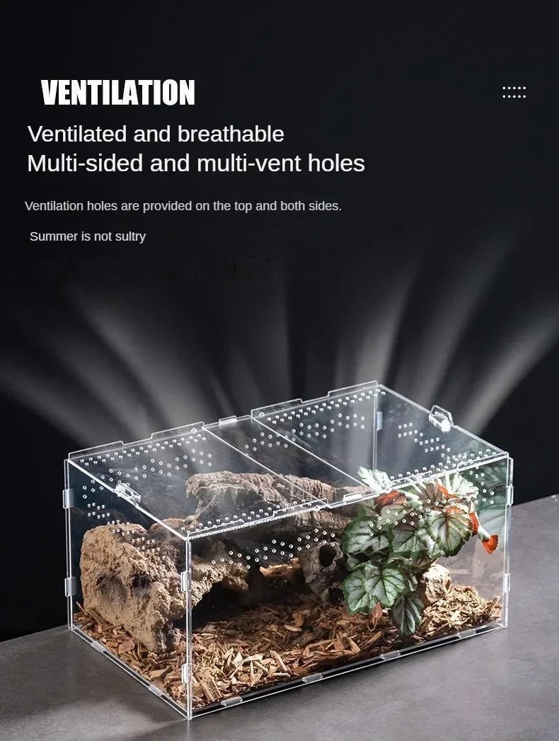 Reptile Habitat Terrarium Breeding Box Acrylic Case Nano Arboreal Tarantula Enclosure Spider Scorpion Bearded Dragon Habitat