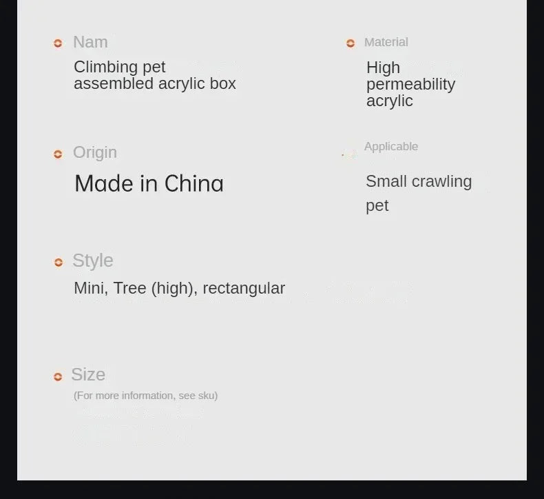 Reptile Habitat Terrarium Breeding Box Acrylic Case Nano Arboreal Tarantula Enclosure Spider Scorpion Bearded Dragon Habitat