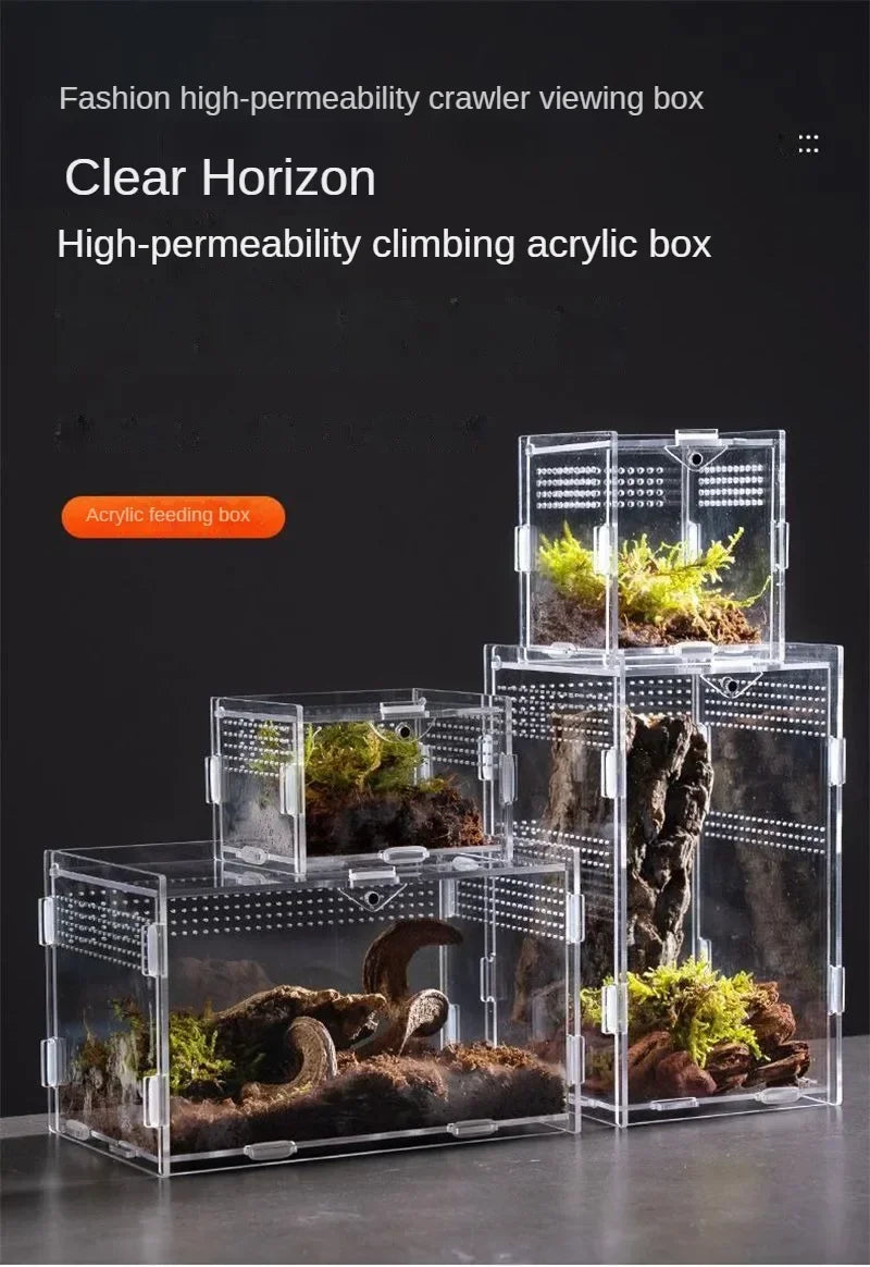 Reptile Habitat Terrarium Breeding Box Acrylic Case Nano Arboreal Tarantula Enclosure Spider Scorpion Bearded Dragon Habitat