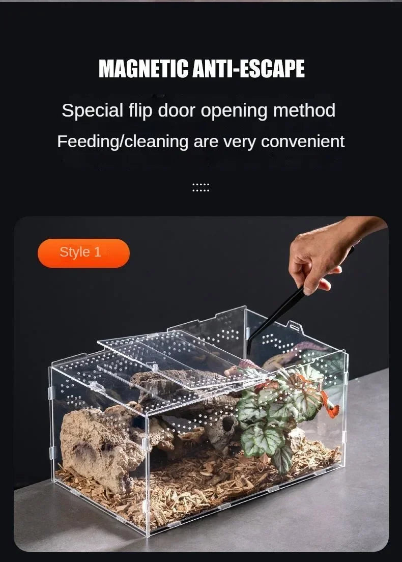 Reptile Habitat Terrarium Breeding Box Acrylic Case Nano Arboreal Tarantula Enclosure Spider Scorpion Bearded Dragon Habitat