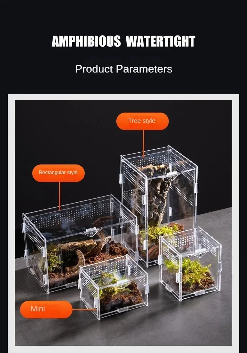 Reptile Habitat Terrarium Breeding Box Acrylic Case Nano Arboreal Tarantula Enclosure Spider Scorpion Bearded Dragon Habitat